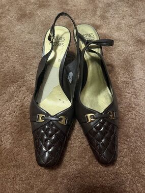 Mootsies Tootsies Dark Brown Quilted Slingback Heels